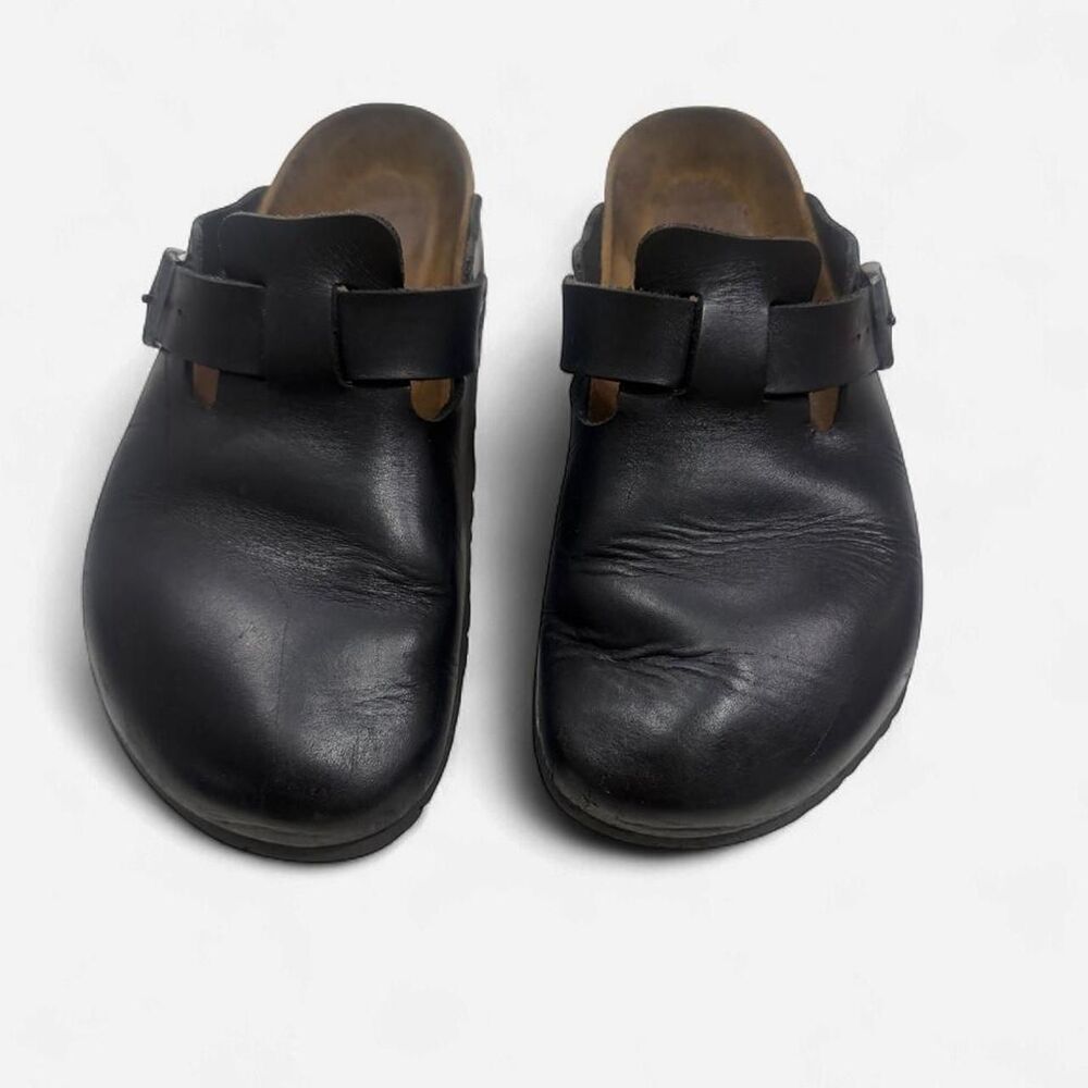 Birkenstock Boston Black Leather Clogs